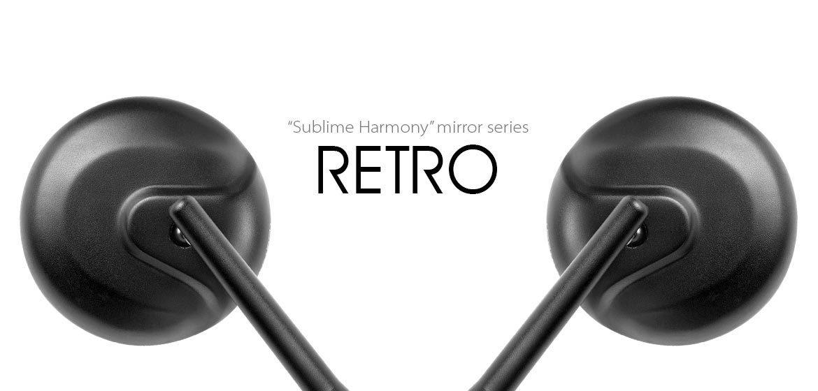 ビンテージ　ミラー　（ロサンゼルス購入） Fairing mirrors black Retro round convex chrome base fits