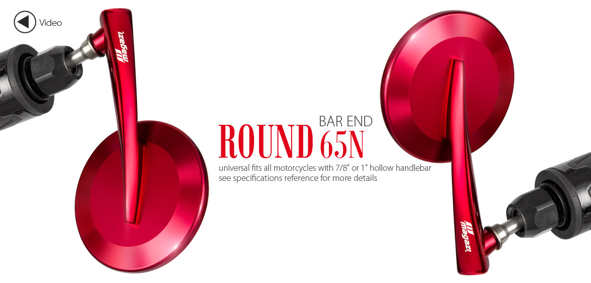 KiWAV Magazi Round 65N dark red bar end mirrors a pair