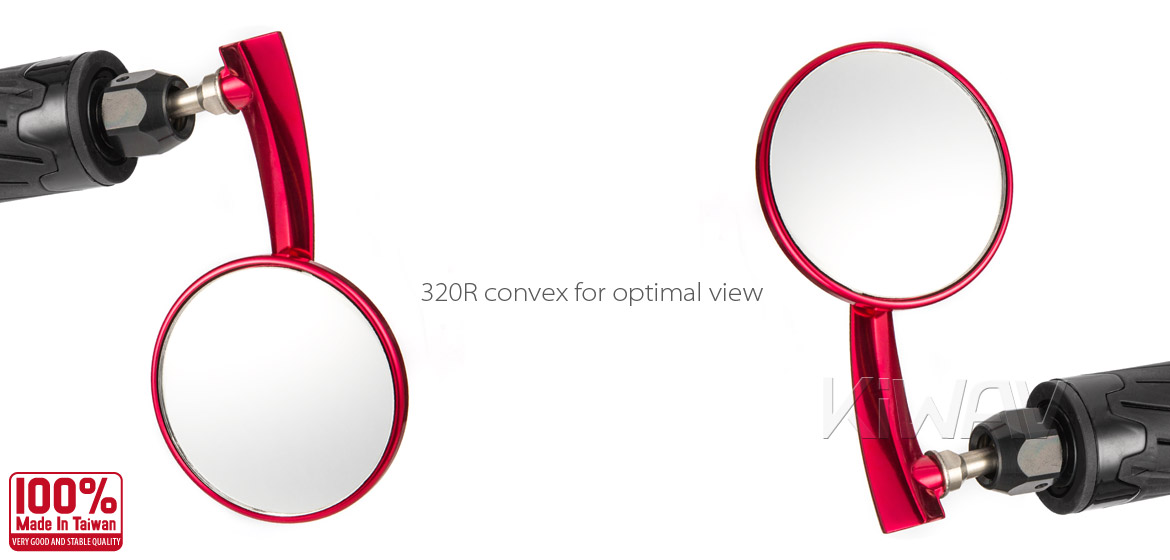 KiWAV Magazi Round 65N dark red bar end mirrors a pair