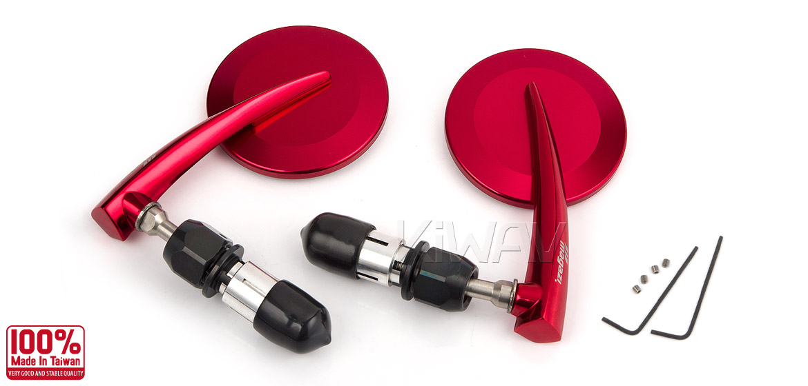 KiWAV Magazi Round 65N dark red bar end mirrors a pair