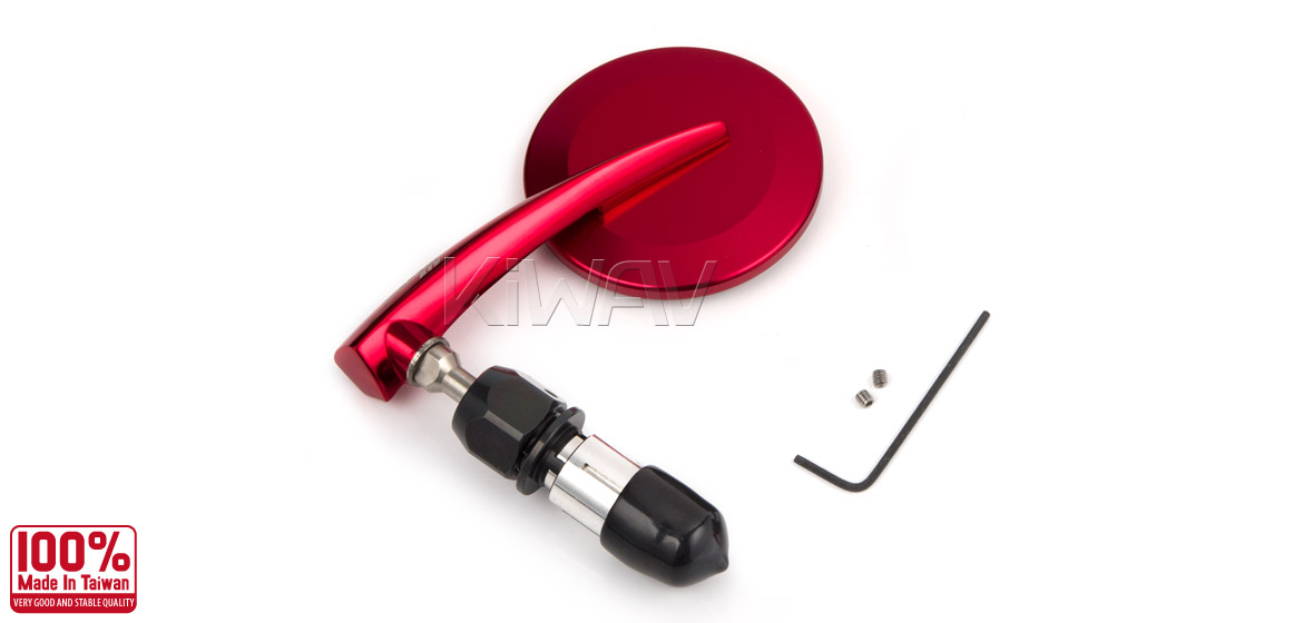 KiWAV Magazi Round 65N dark red bar end mirrors right hand