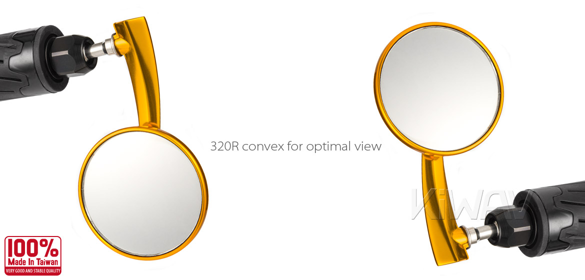 KiWAV Magazi Round 65N orange gold bar end mirrors a pair
