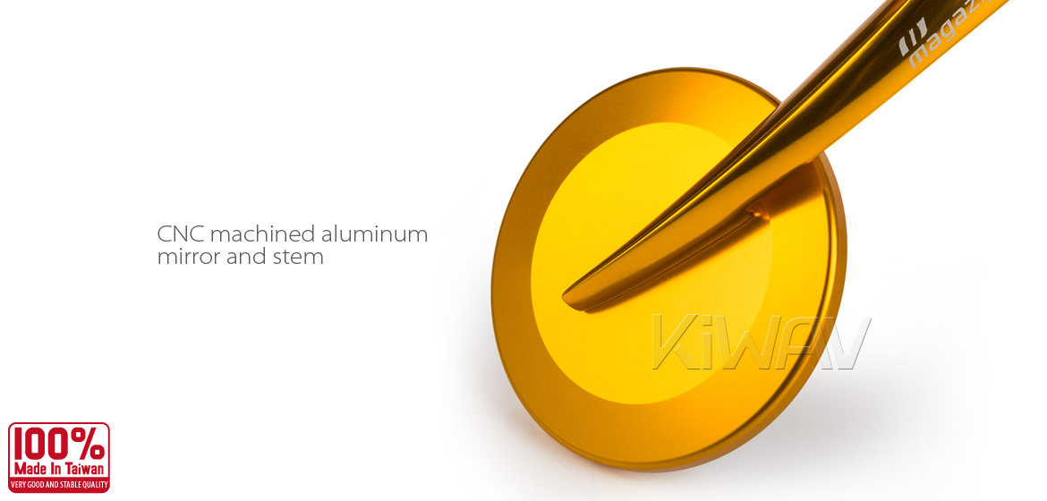 KiWAV Magazi Round 65N orange gold bar end mirrors a pair