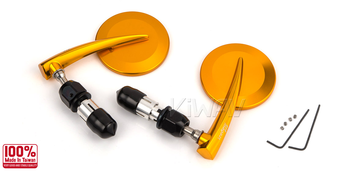 KiWAV Magazi Round 65N orange gold bar end mirrors a pair