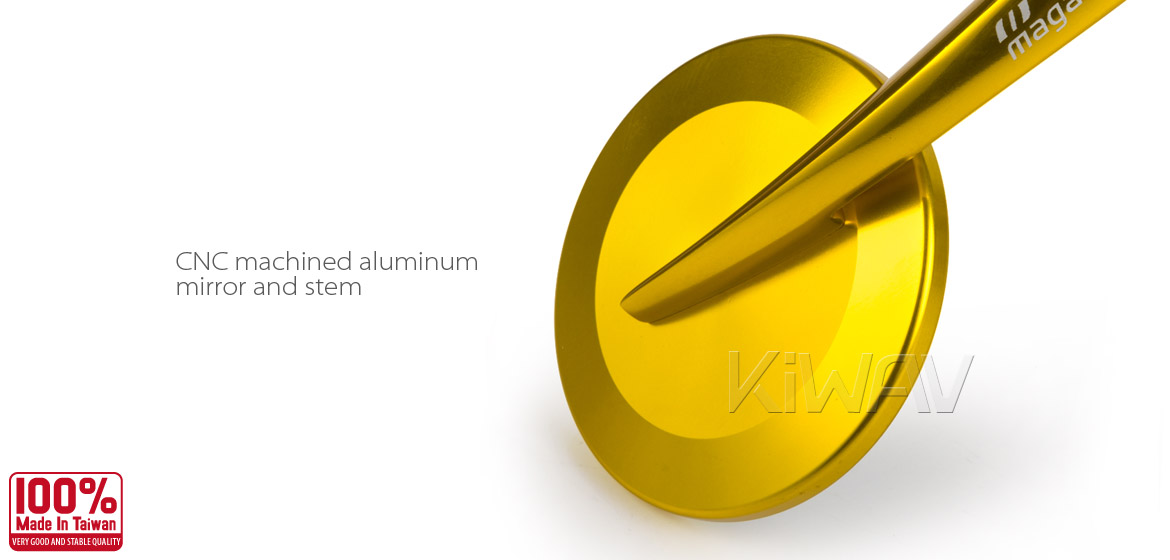 KiWAV Magazi Round 65N titanium gold bar end mirrors a pair