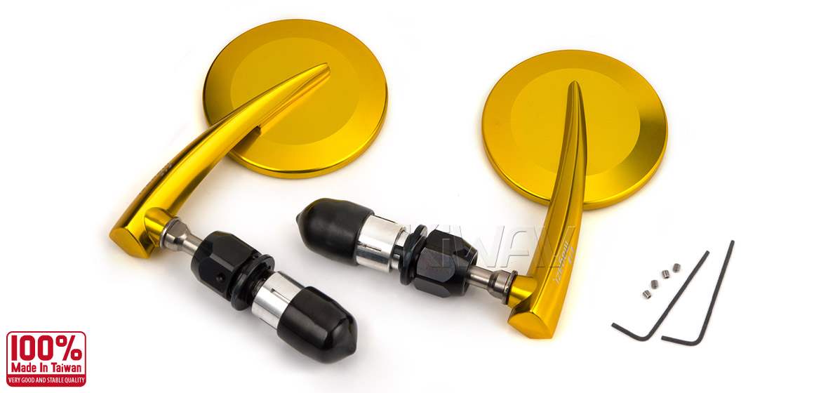 KiWAV Magazi Round 65N titanium gold bar end mirrors a pair