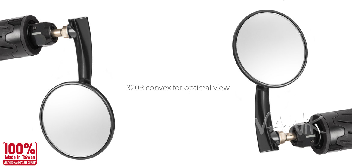KiWAV Magazi Round 65N black bar end mirrors a pair