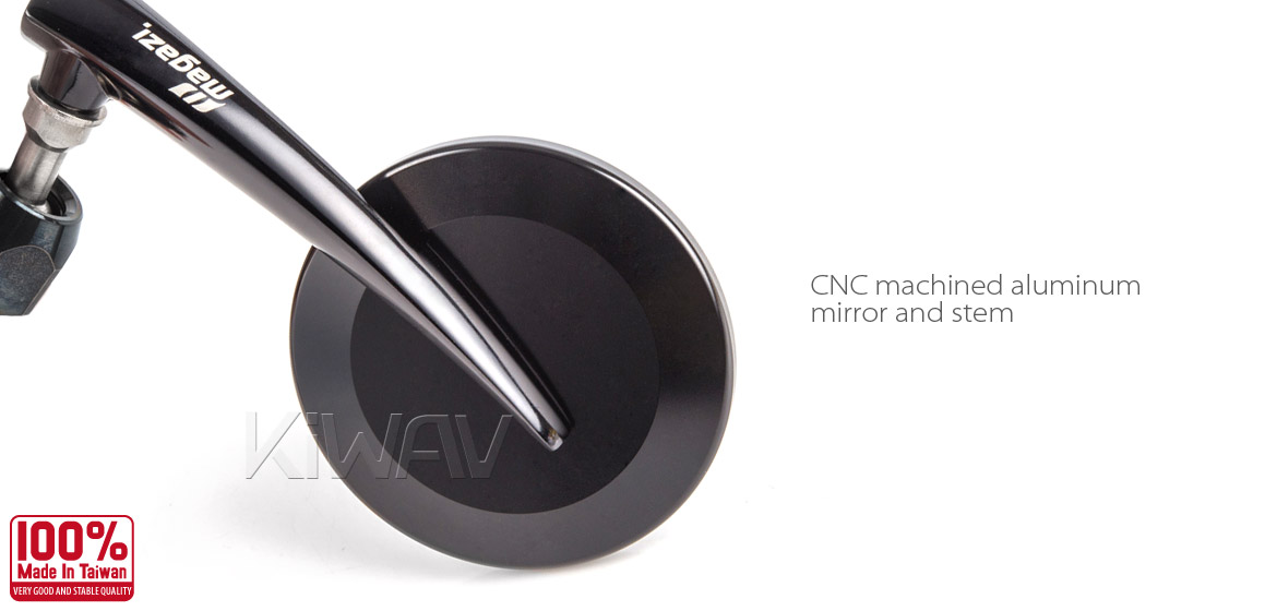 KiWAV Magazi Round 65N black bar end mirrors a pair