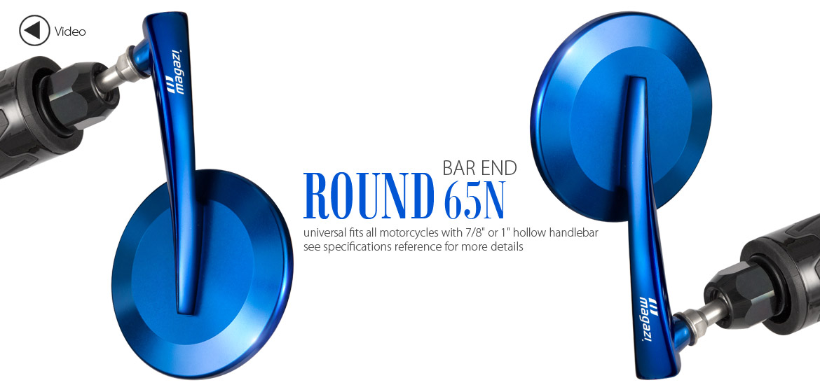 KiWAV Magazi Round 65N blue bar end mirrors right hand