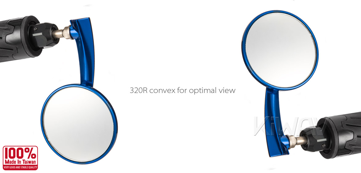 KiWAV Magazi Round 65N blue bar end mirrors right hand