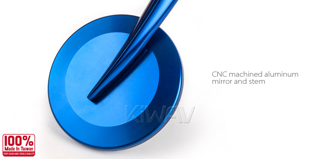 KiWAV Magazi Round 65N blue bar end mirrors right hand