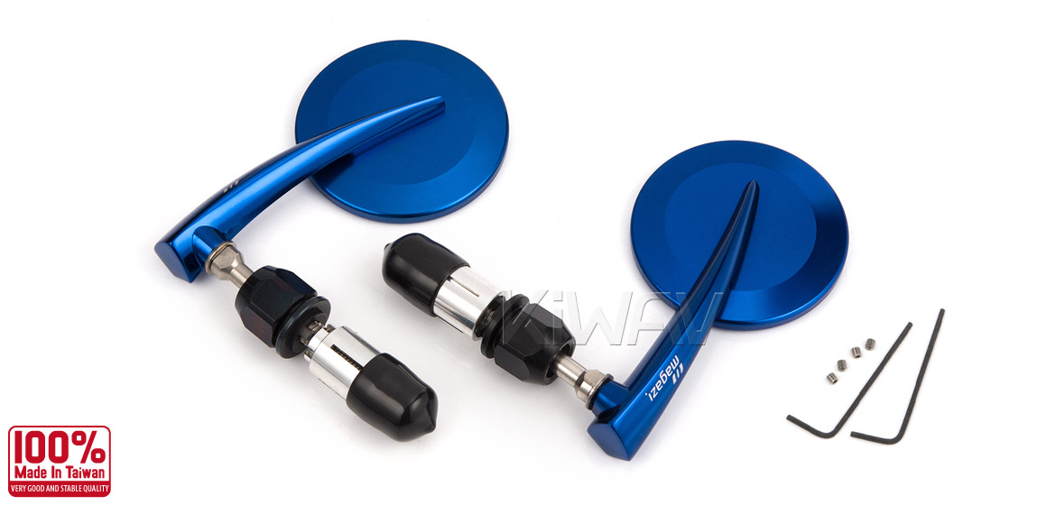 KiWAV Magazi Round 65N blue bar end mirrors a pair