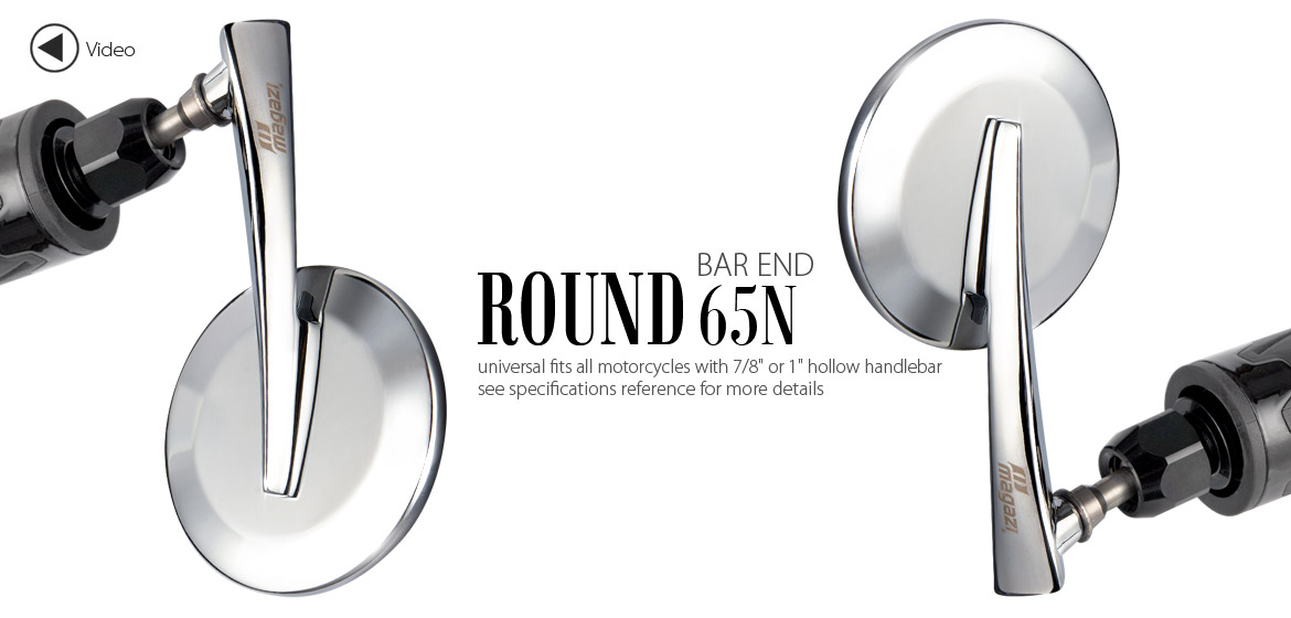KiWAV Magazi Round 65N chrome bar end mirrors right hand