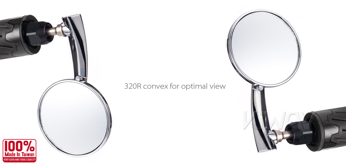 KiWAV Magazi Round 65N chrome bar end mirrors right hand