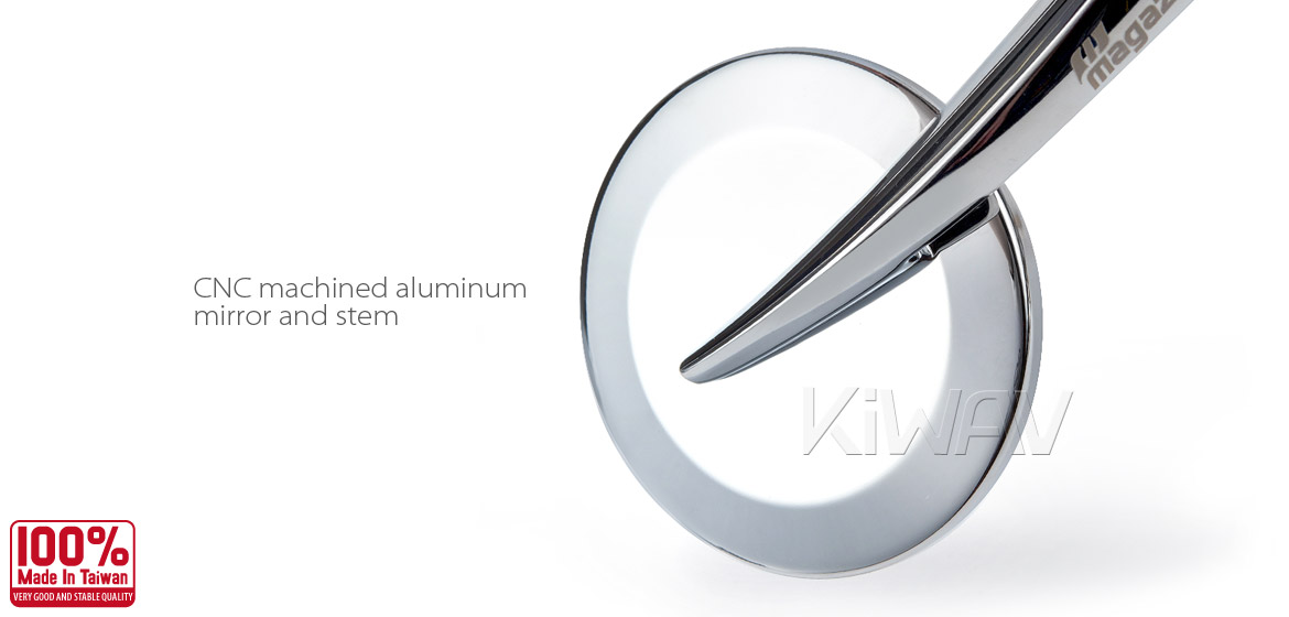 KiWAV Magazi Round 65N chrome bar end mirrors right hand