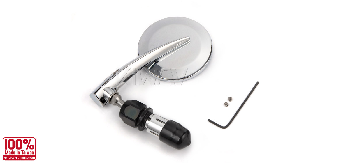 KiWAV Magazi Round 65N chrome bar end mirrors right hand
