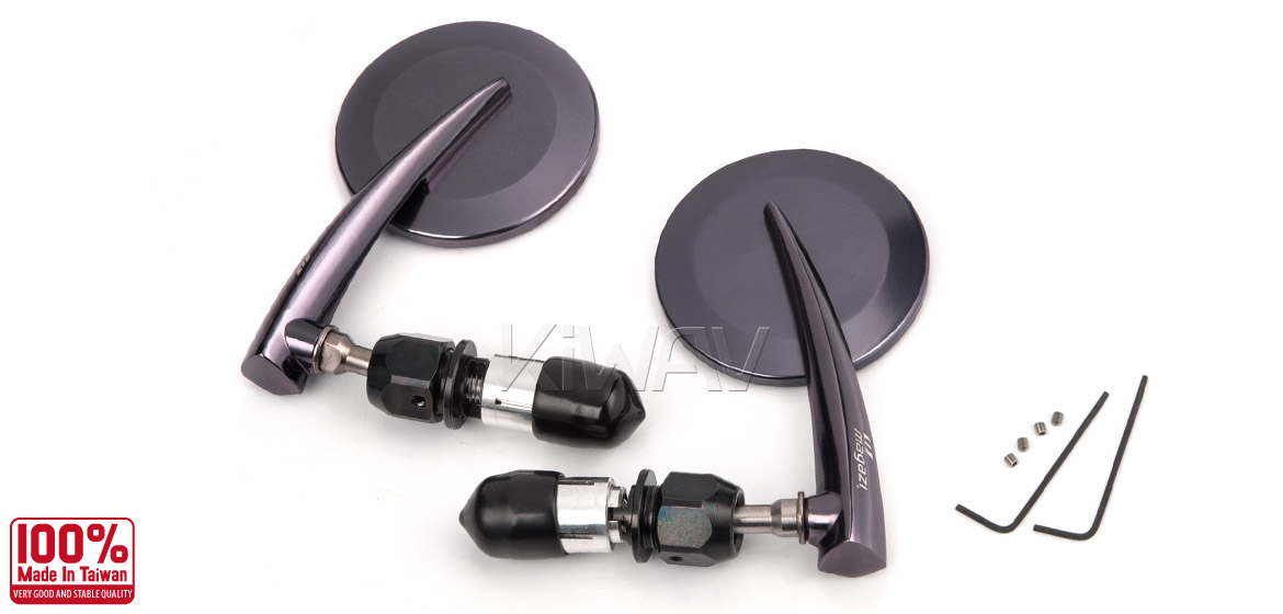 KiWAV Magazi Round 65N gray bar end mirrors a pair