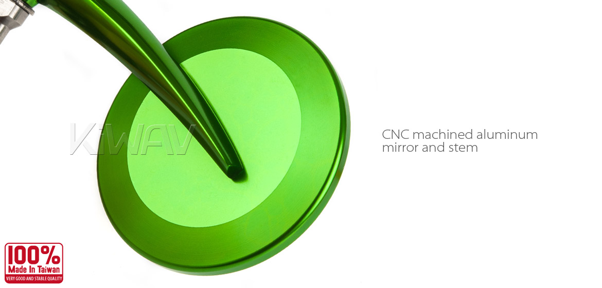 KiWAV Magazi Round 65N green bar end mirrors right hand