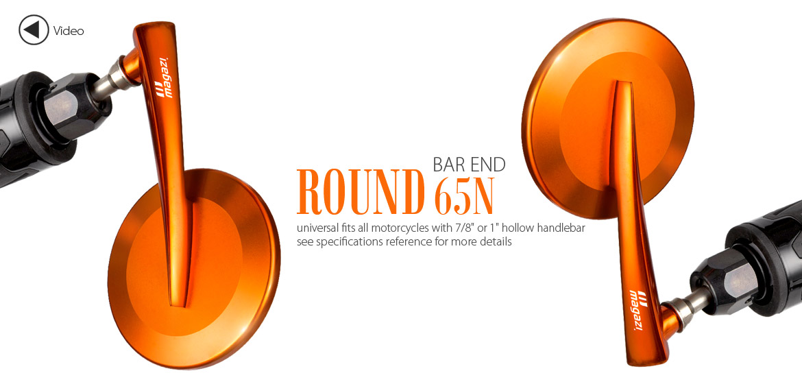 KiWAV Magazi Round 65N orange bar end mirrors right hand
