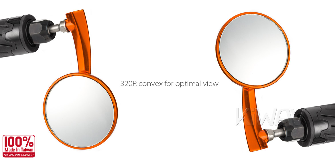KiWAV Magazi Round 65N orange bar end mirrors right hand
