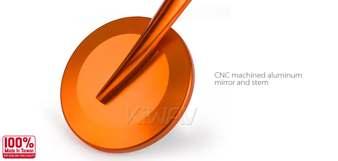 KiWAV Magazi Round 65N orange bar end mirrors right hand