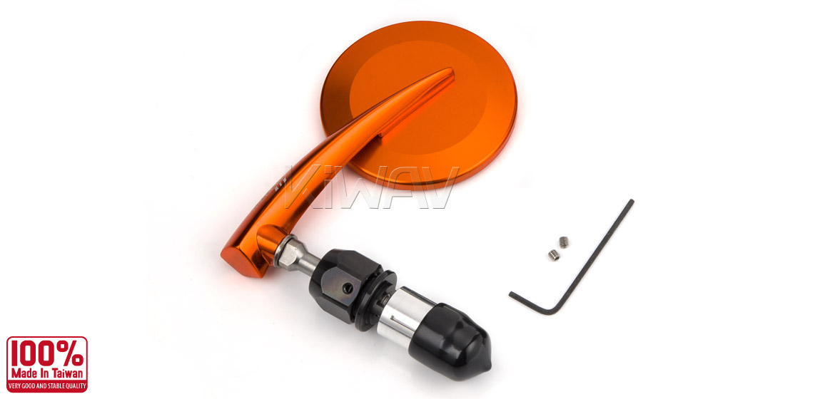 KiWAV Magazi Round 65N orange bar end mirrors right hand