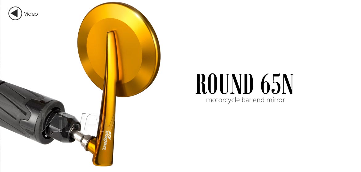 KiWAV extra convex round aluminum bar end mirror LH orange gold universal fit for 7/8 inch, 1 inch hollow end handlebar motorcycles