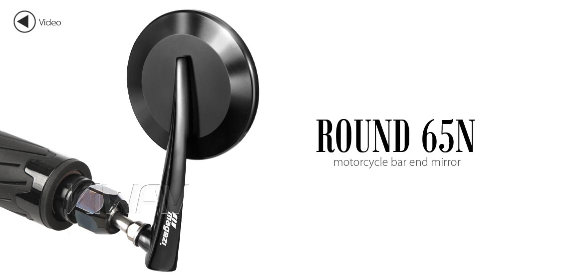 KiWAV extra convex round aluminum bar end mirror LH black compatible for BMW motorcycles