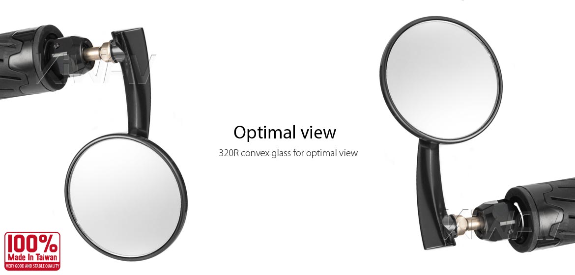 KiWAV extra convex round aluminum bar end mirror LH black compatible for BMW motorcycles