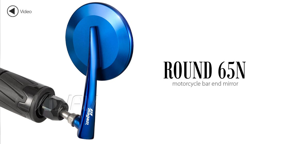 KiWAV extra convex round aluminum bar end mirror LH blue universal fit for 7/8 inch, 1 inch hollow end handlebar motorcycles