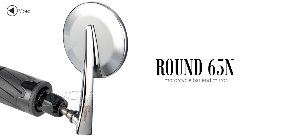 KiWAV extra convex round aluminum bar end mirror LH chrome universal fit for 7/8 inch, 1 inch hollow end handlebar motorcycles