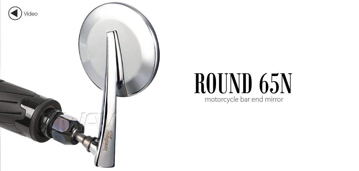 KiWAV extra convex round aluminum bar end mirror LH chrome for M6 threaded handlebars motorcycles
