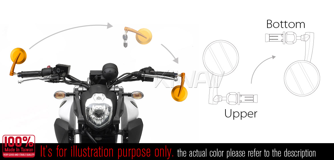 KiWAV Magazi Round 65N dark red bar end mirrors a pair