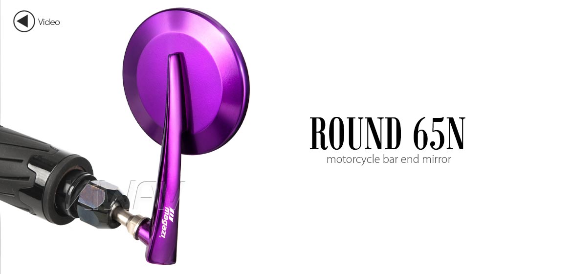 KiWAV extra convex round aluminum bar end mirror LH purple for M6 threaded handlebars motorcycles