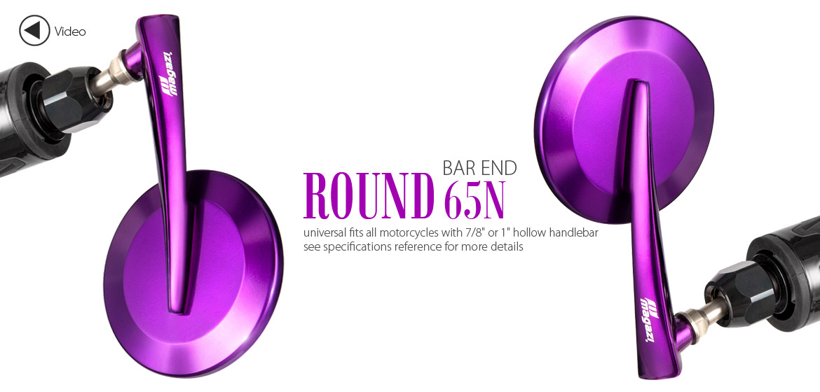 KiWAV Magazi Round 65N purple bar end mirrors right hand