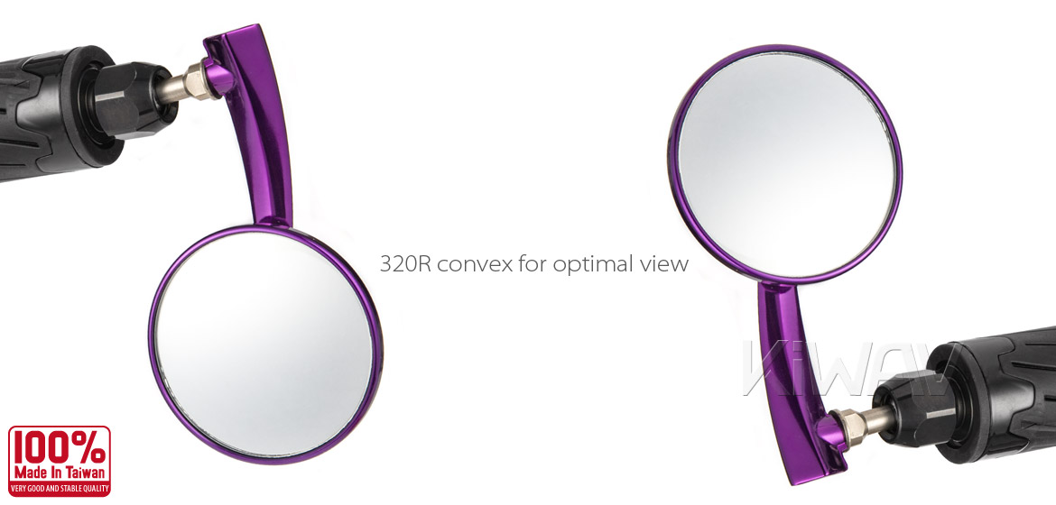 KiWAV Magazi Round 65N purple bar end mirrors right hand