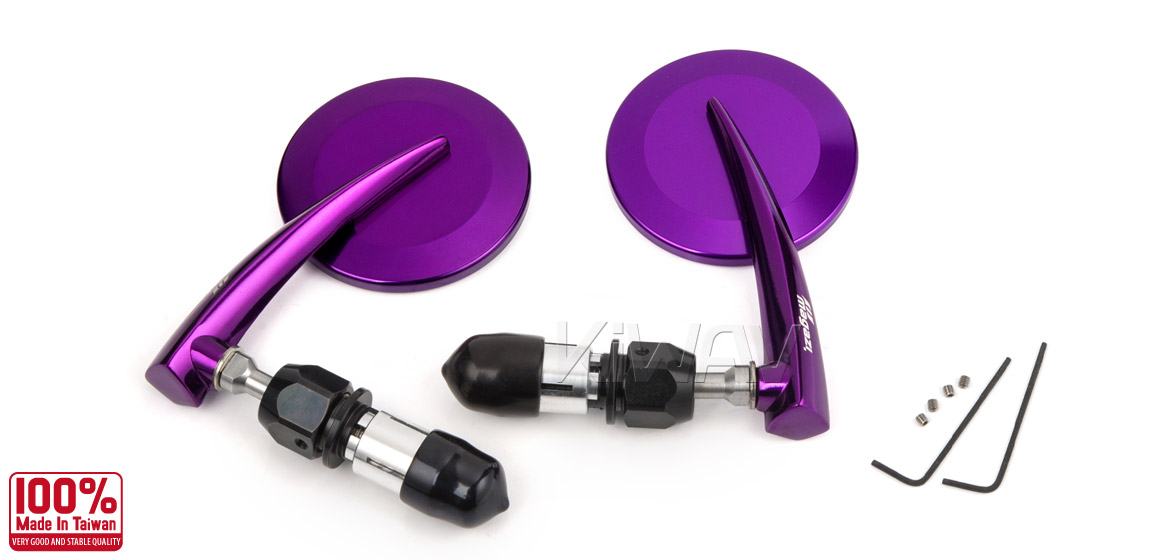 KiWAV Magazi Round 65N purple bar end mirrors a pair