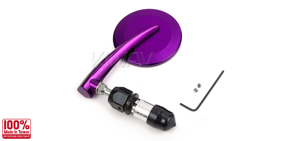 KiWAV Magazi Round 65N purple bar end mirrors right hand