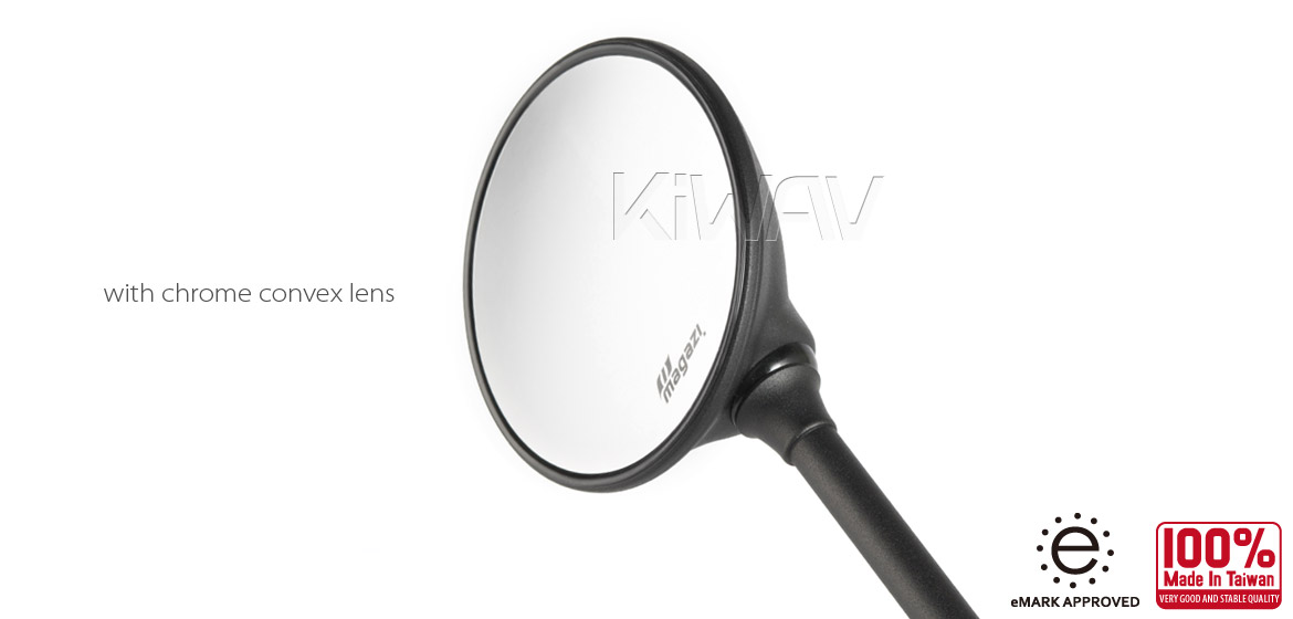 KiWAV Magazi Roundie steel motorcycle mirrors for BMW black