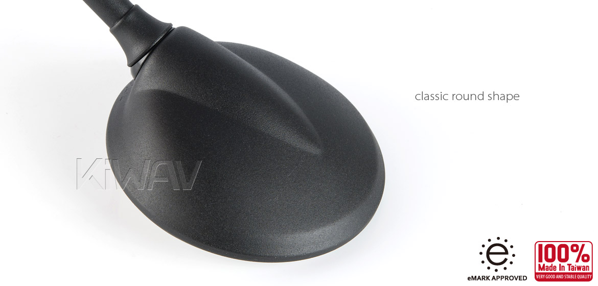KiWAV Magazi Roundie steel motorcycle mirrors universal black