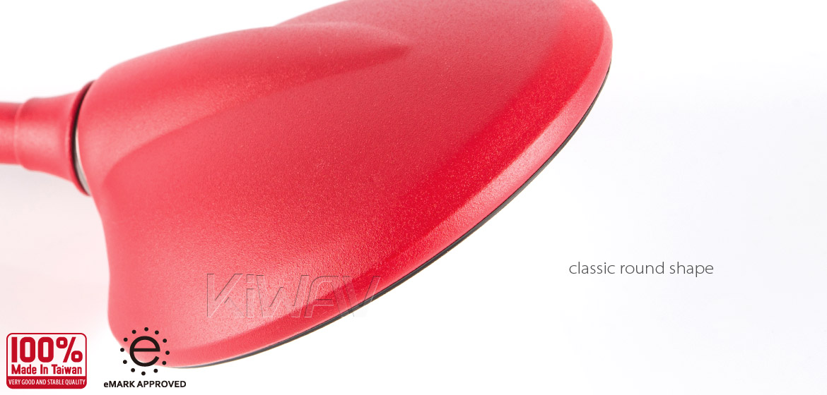 KiWAV Magazi Roundie steel motorcycle mirrors for BMW red