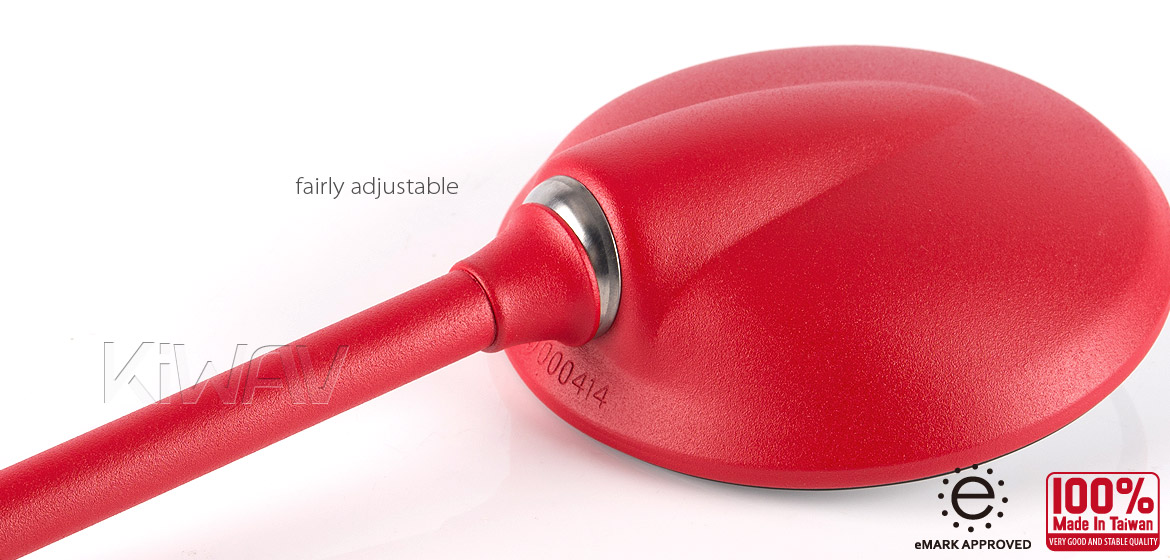 KiWAV Magazi Roundie steel motorcycle mirrors universal red