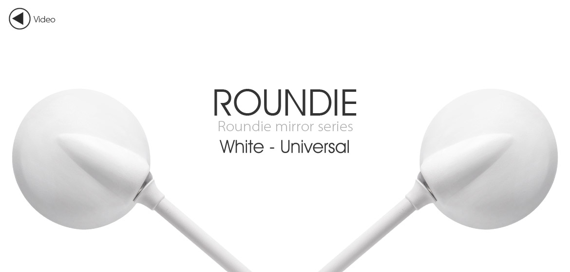 KiWAV Magazi Roundie steel motorcycle mirrors universal white