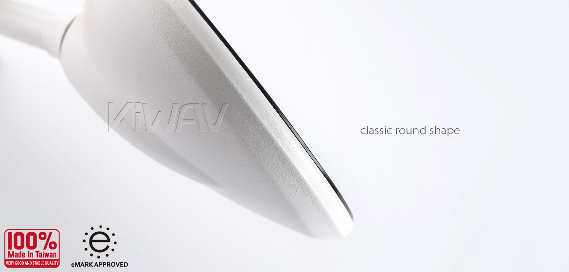 KiWAV Magazi Roundie steel motorcycle mirrors universal white