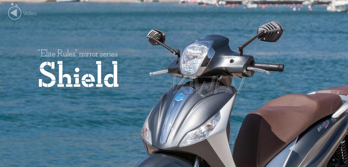Motorcycle mirrors Shield black 8mm for scooters