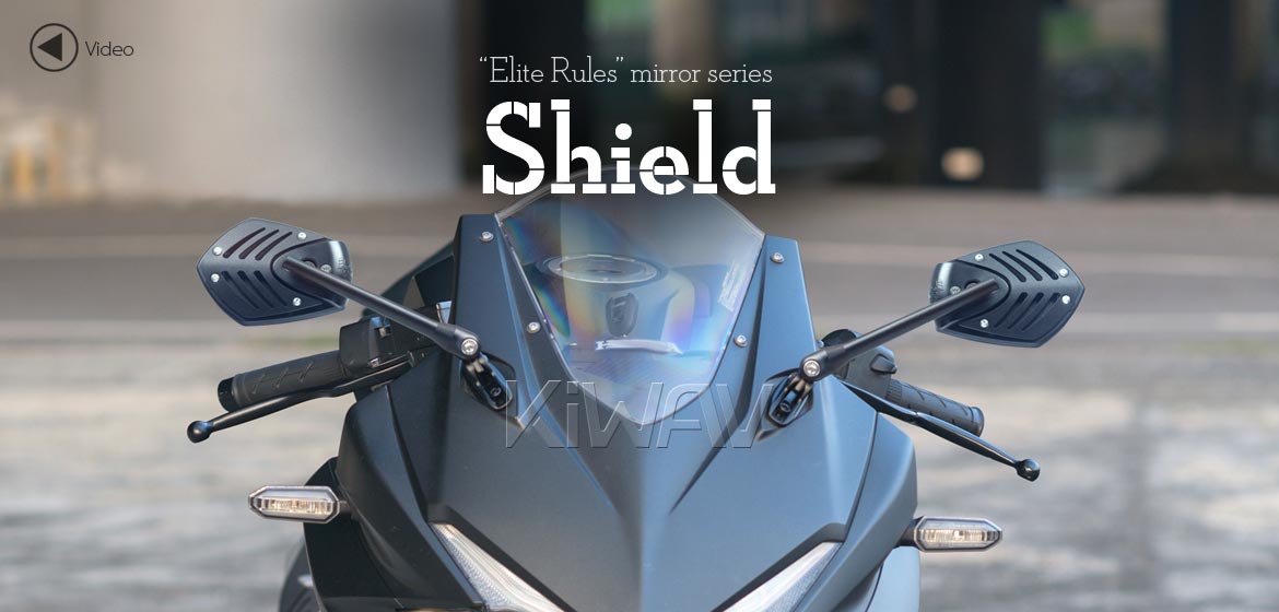 Motorcycle mirrors Shield black fairing mount motorcycle mirrors w/ chrome adapter