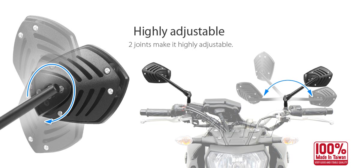 Motorcycle mirrors Shield black 8mm for scooters