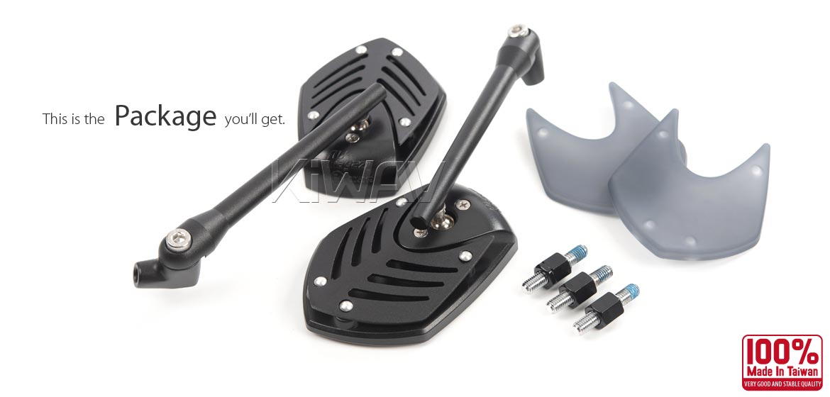 Motorcycle mirrors Shield black 8mm for scooters