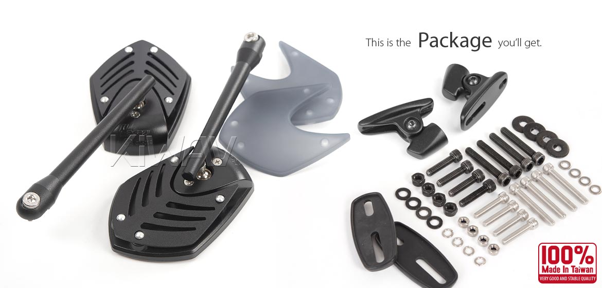 Motorcycle mirrors Shield black fairing mount w/ black adapter compatible for Ducati Panigale