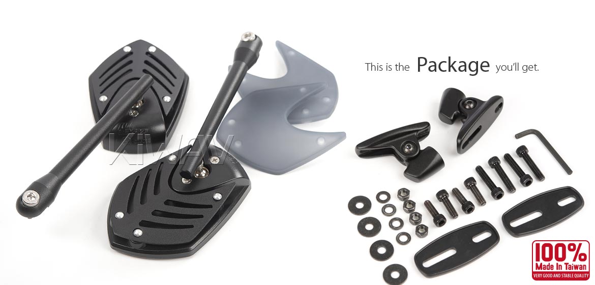Pair black mirrors Shield black base adjustable Kawasaki Ninja ZX